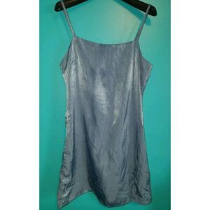 Urban Outfitters Silver-Blue Satin Mini Slip Dress